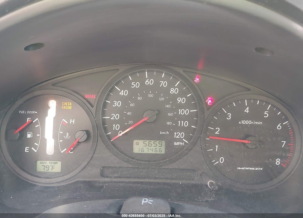 2007 SUBARU IMPREZA VIN: JF1GG61627H804852