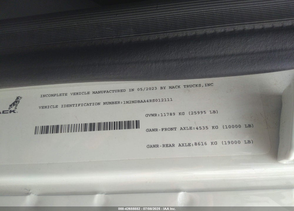 2024 MACK MD VIN: 1M2MDBAA4RS012111
