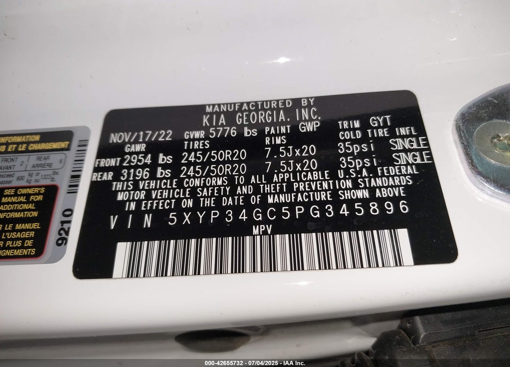 2023 KIA TELLURIDE VIN: 5XYP34GC5PG345896