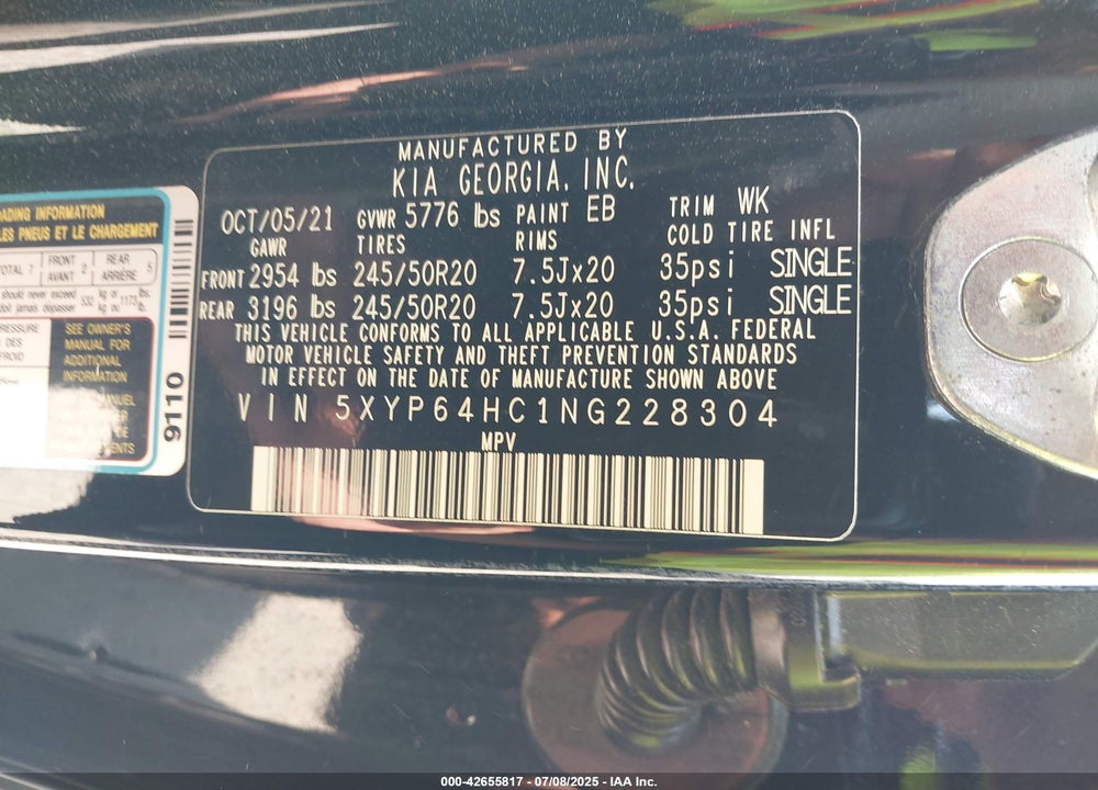 2022 KIA TELLURIDE VIN: 5XYP64HC1NG228304