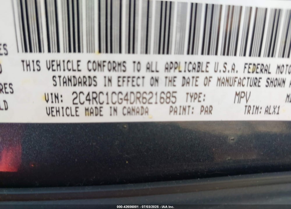 2013 CHRYSLER TOWN & COUNTRY VIN: 2C4RC1CG4DR621685