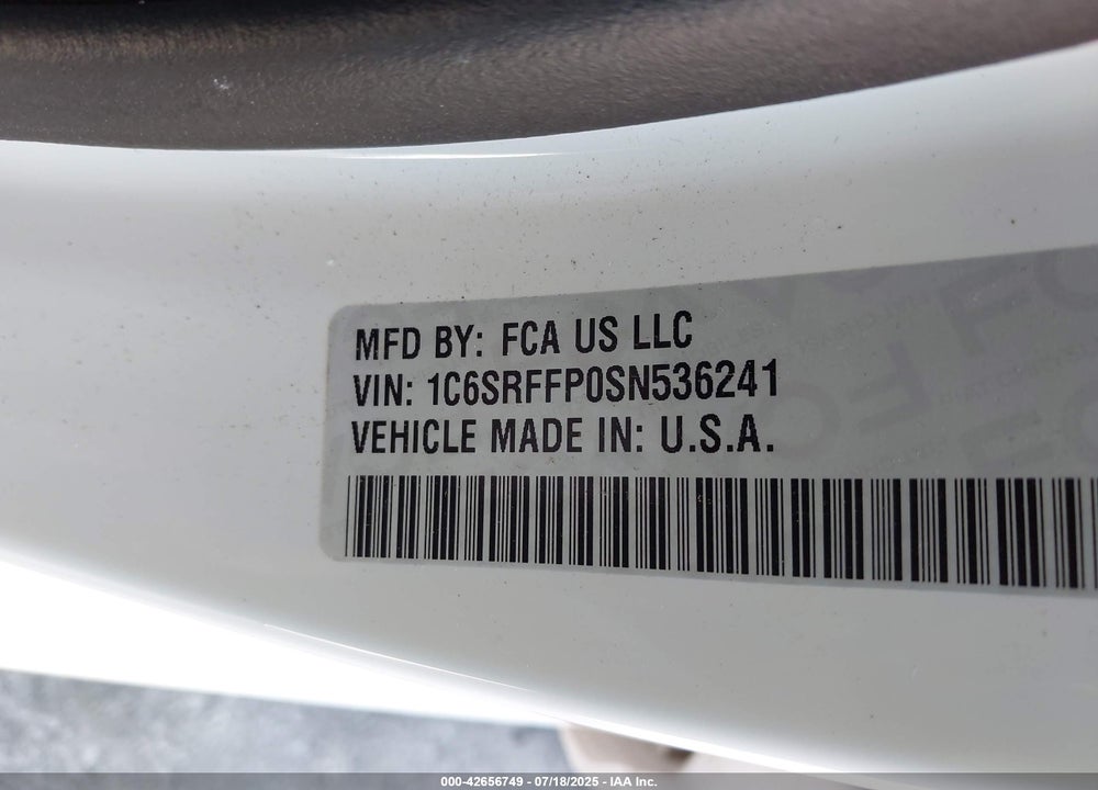 2025 RAM 1500 VIN: 1C6SRFFP0SN536241