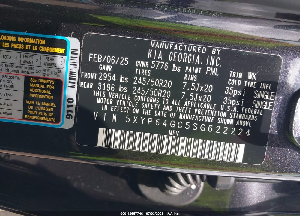 2025 KIA TELLURIDE VIN: 5XYP64GC5SG622224