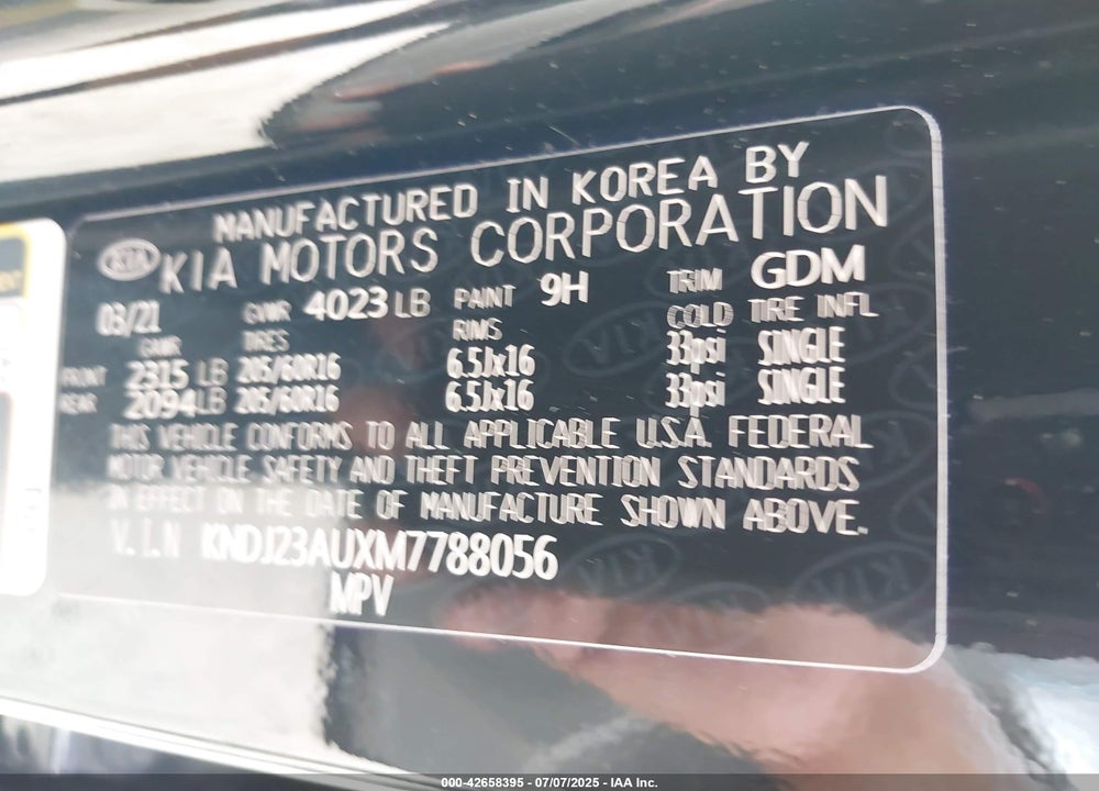 2021 KIA SOUL VIN: KNDJ23AUXM7788056