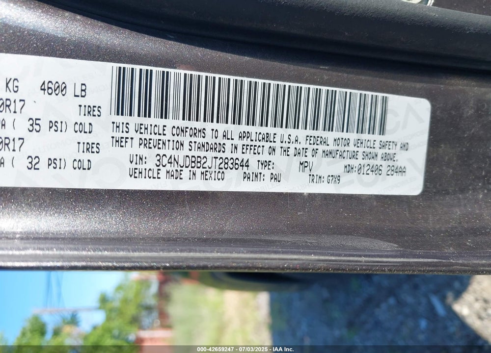 2018 JEEP COMPASS VIN: 3C4NJDBB2JT283644