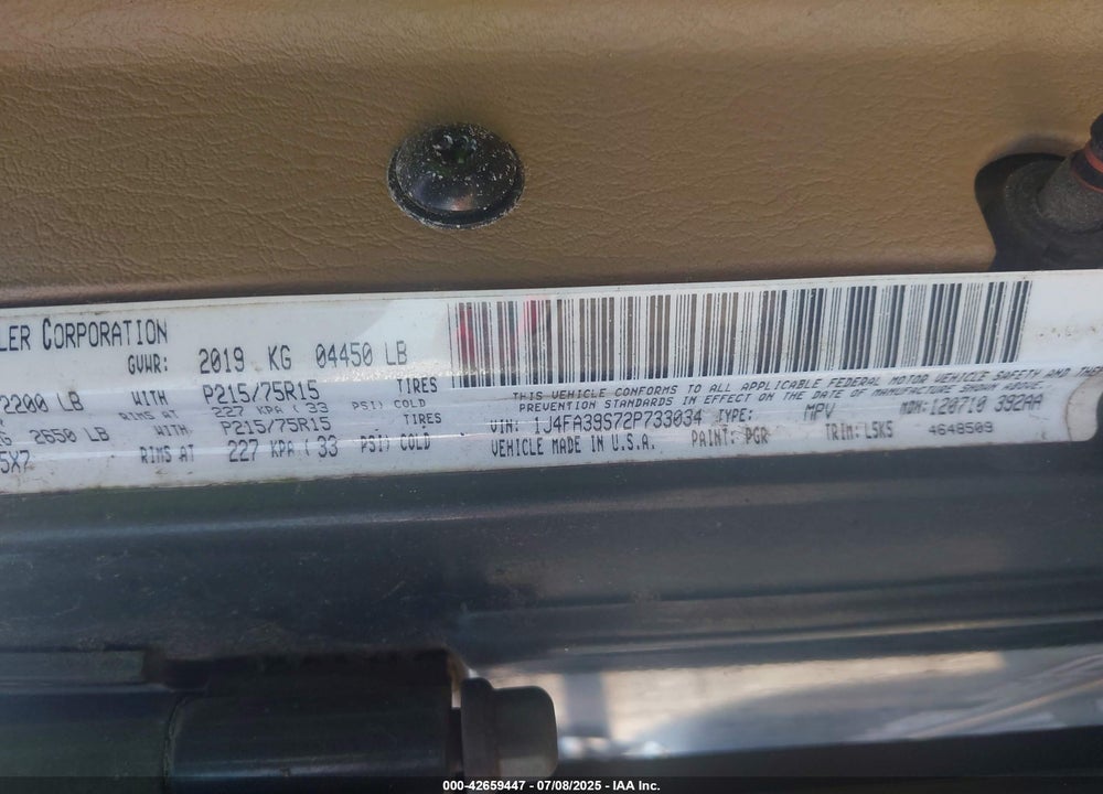 2002 JEEP WRANGLER X VIN: 1J4FA39S72P733034