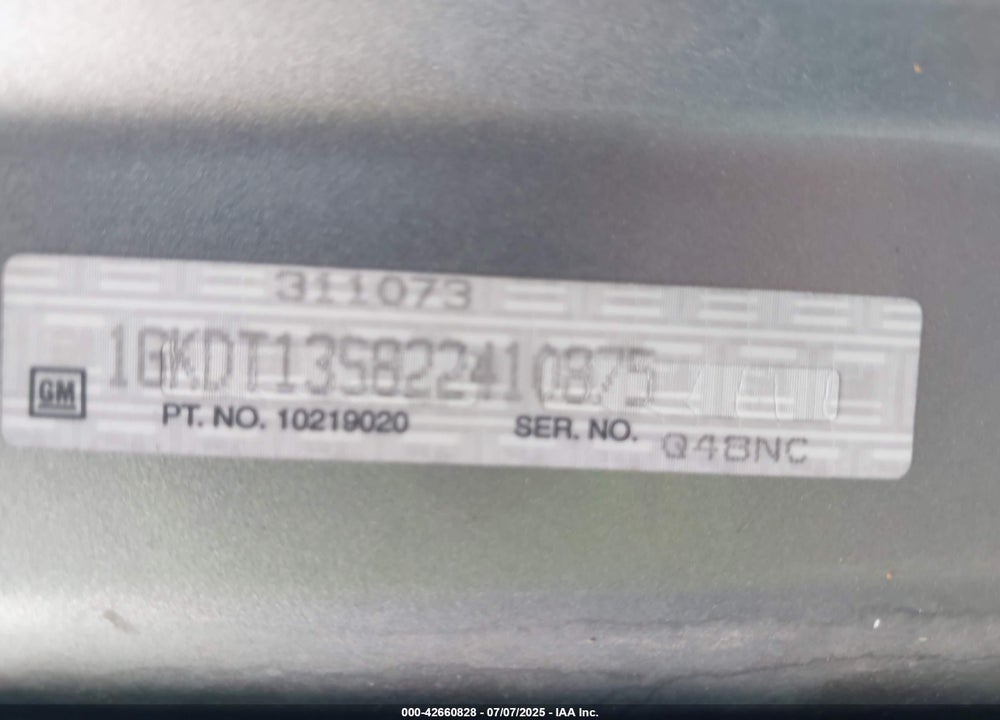 2002 GMC ENVOY SLT VIN: 1GKDT13S822410875