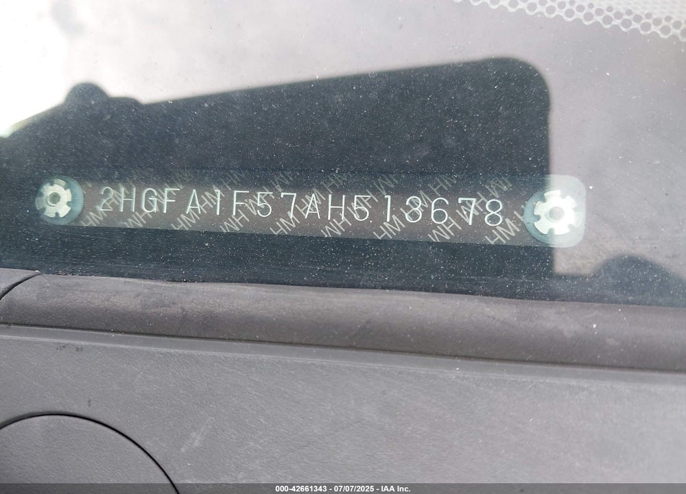 2010 HONDA CIVIC VIN: 2HGFA1F57AH513678