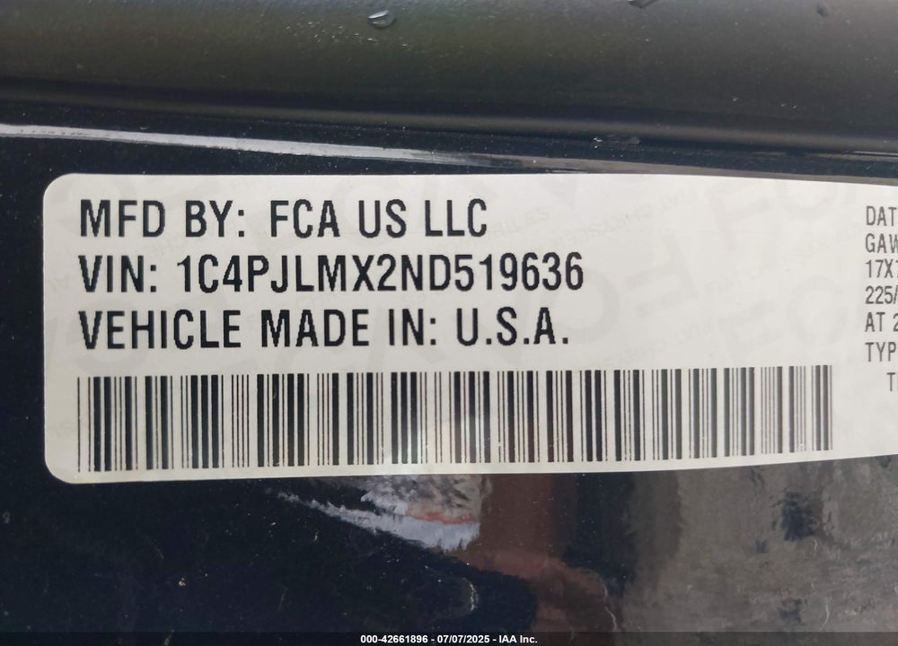 2022 JEEP CHEROKEE VIN: 1C4PJLMX2ND519636