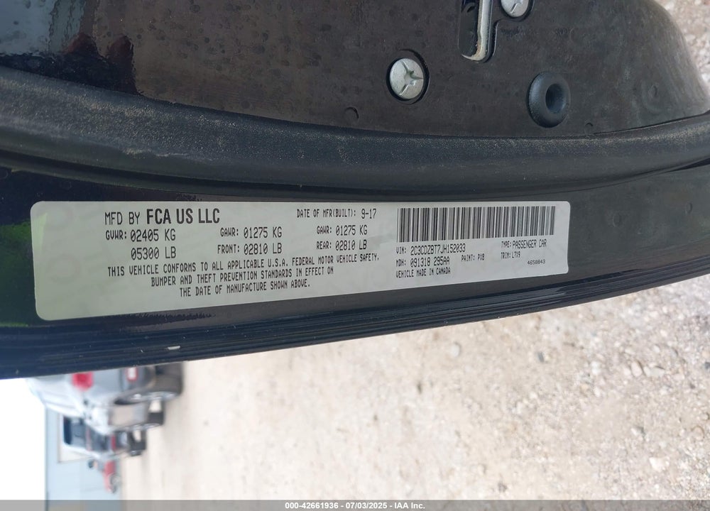 2018 DODGE CHALLENGER VIN: 2C3CDZBT7JH152033