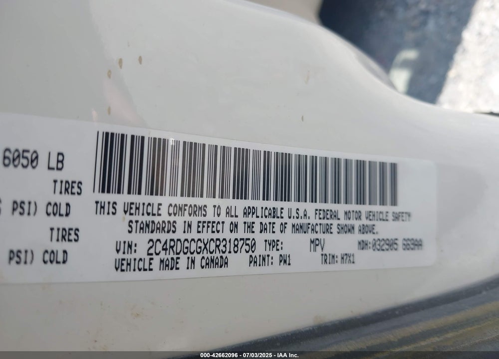 2012 DODGE GRAND CARAVAN SXT VIN: 2C4RDGCGXCR318750