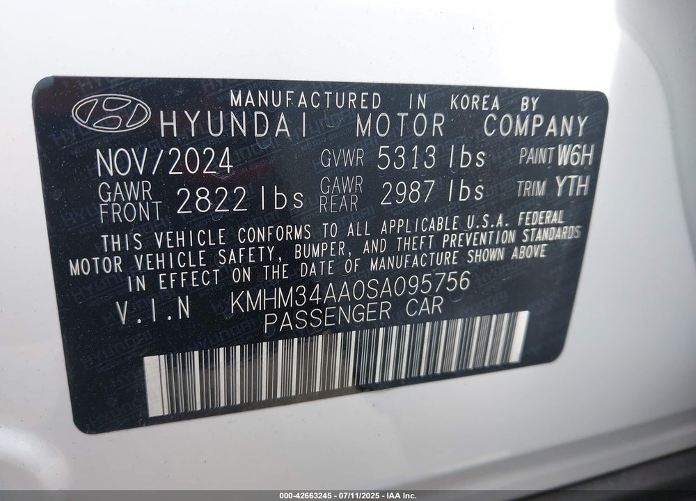 2025 HYUNDAI IONIQ 6 SEL VIN: KMHM34AA0SA095756