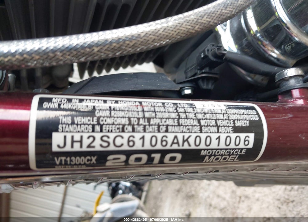 2010 HONDA VT1300 CX VIN: JH2SC6106AK001006