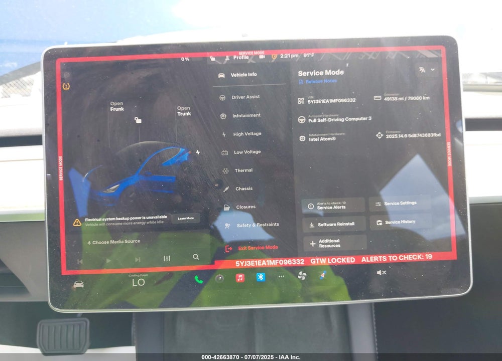 2021 TESLA MODEL 3 STANDARD RANGE PLUS REAR-WHEEL DRIVE VIN: 5YJ3E1EA1MF096332