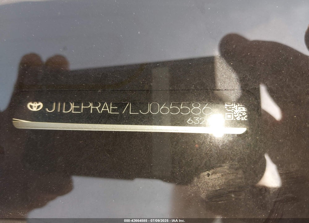 2020 TOYOTA COROLLA VIN: JTDEPRAE7LJ065586