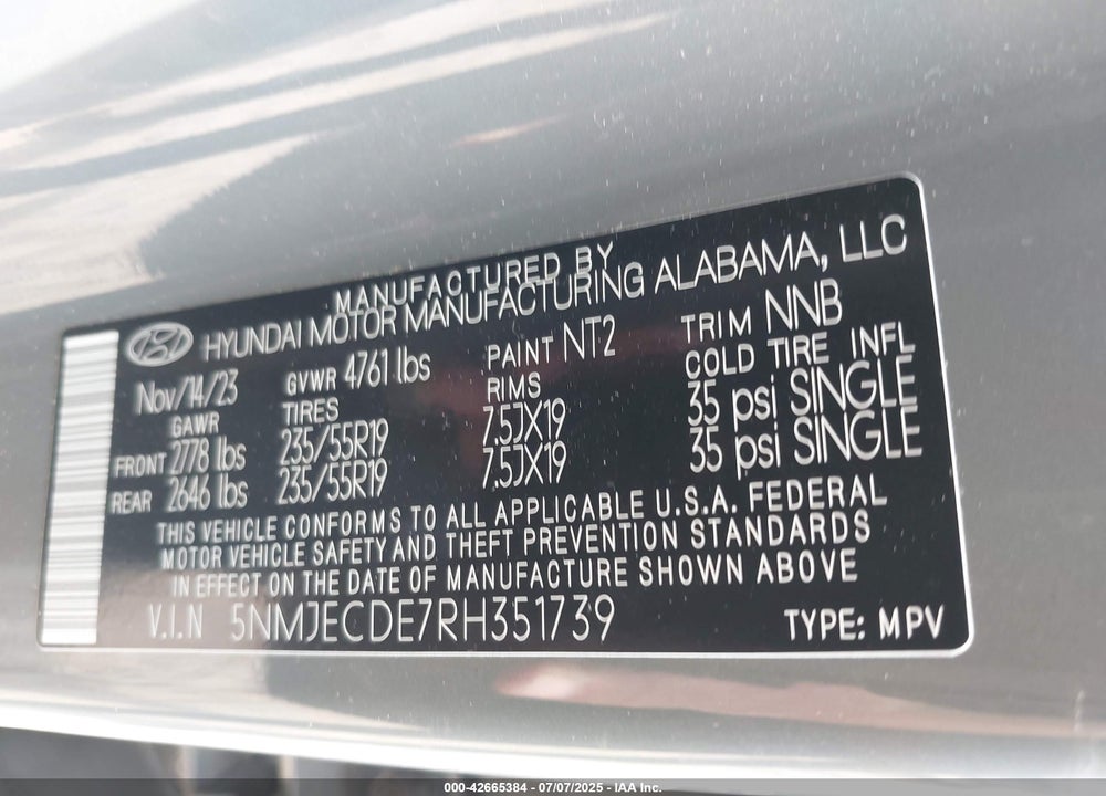2024 HYUNDAI TUCSON VIN: 5NMJECDE7RH351739