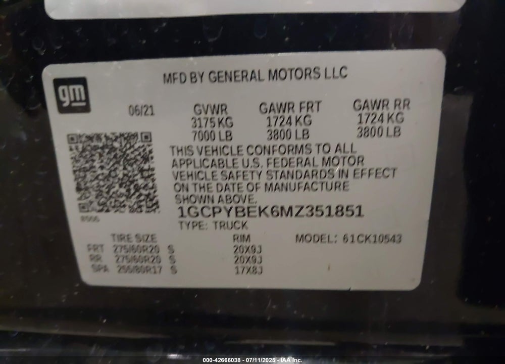 2021 CHEVROLET SILVERADO 1500 VIN: 1GCPYBEK6MZ351851