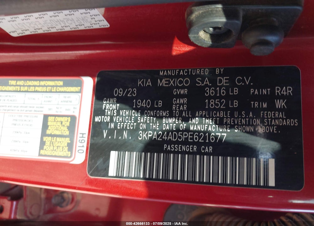 2023 KIA RIO VIN: 3KPA24AD5PE621677