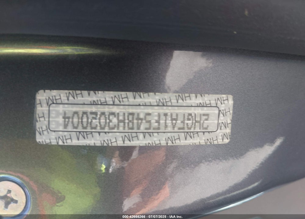 2011 HONDA CIVIC VIN: 2HGFA1F54BH302004