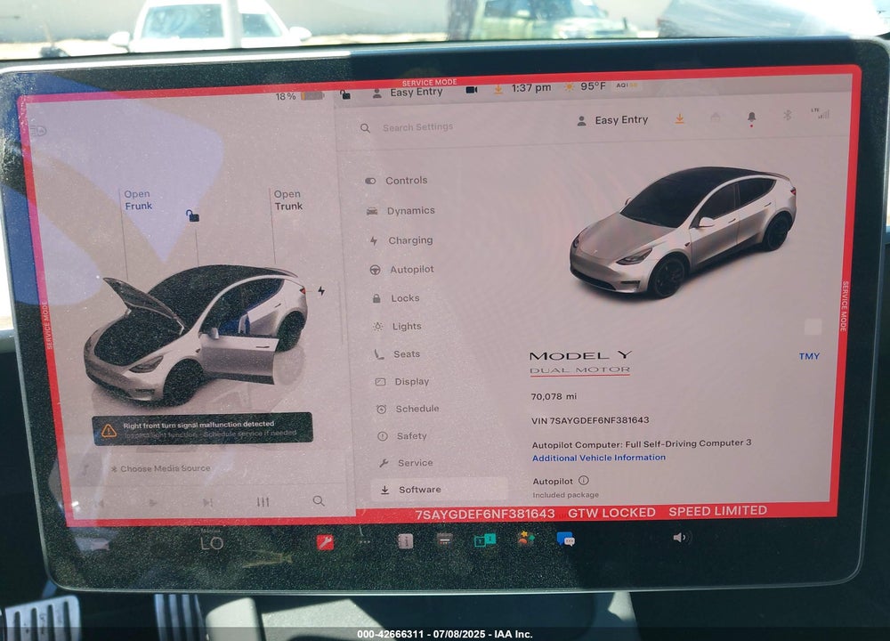 2022 TESLA MODEL Y VIN: 7SAYGDEF6NF381643