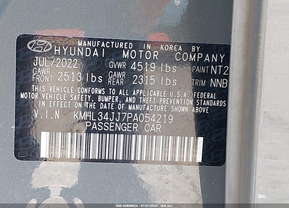 2023 HYUNDAI SONATA HYBRID VIN: KMHL34JJ7PA054219