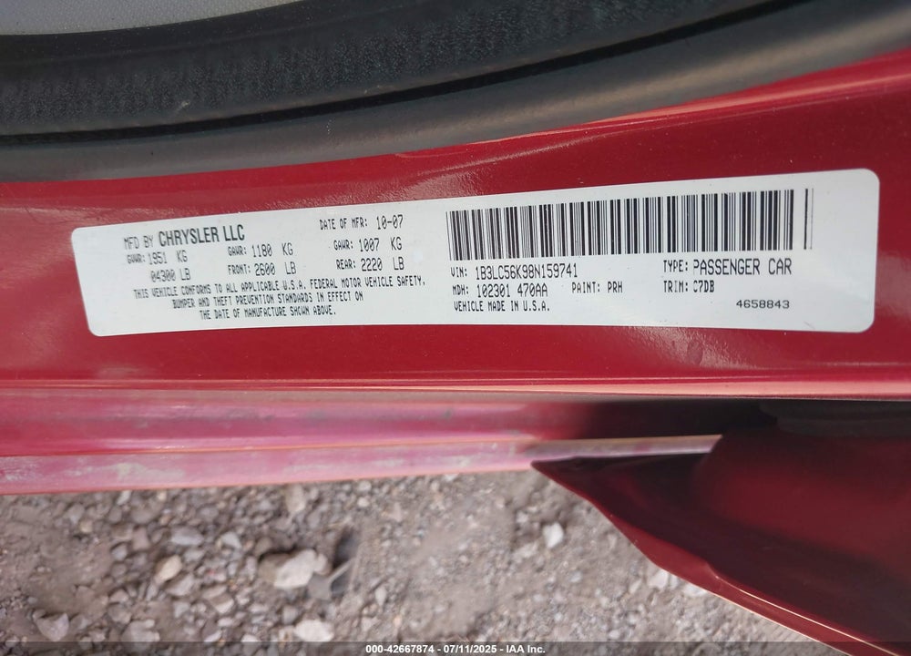 2008 DODGE AVENGER SXT VIN: 1B3LC56K98N159741
