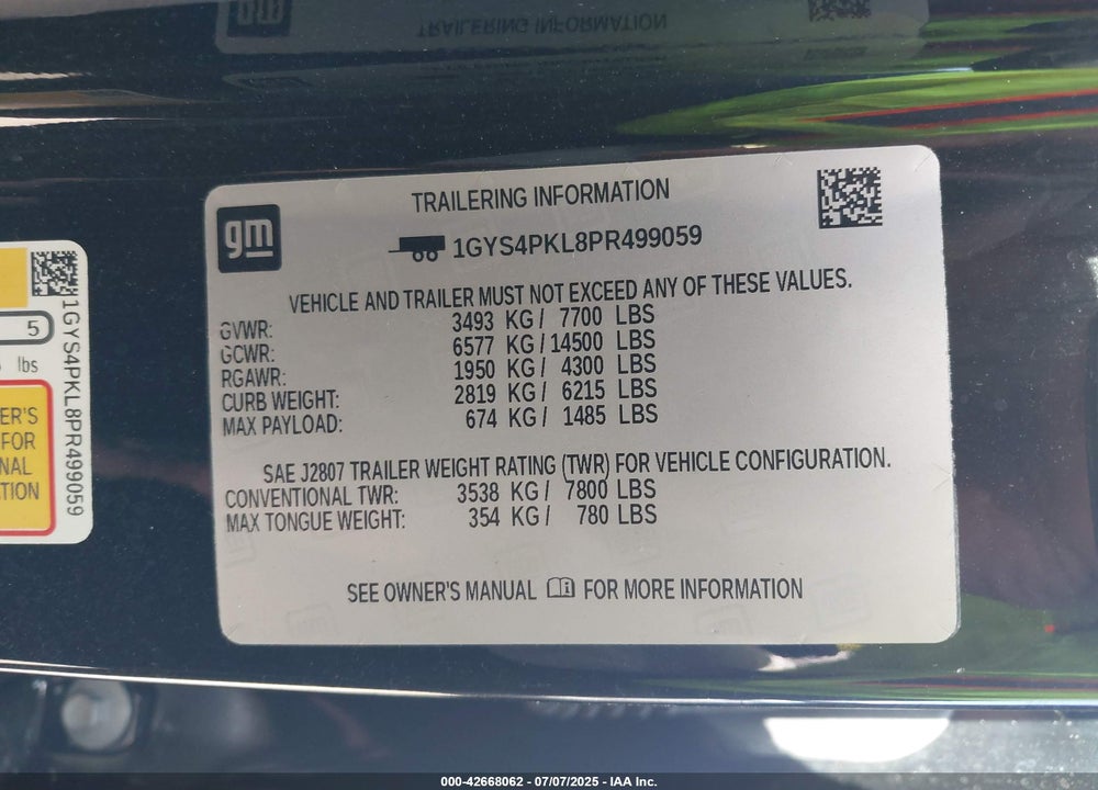 2023 CADILLAC ESCALADE ESV 4WD SPORT VIN: 1GYS4PKL8PR499059