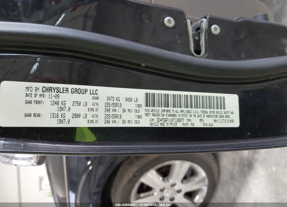 2010 DODGE JOURNEY VIN: 3D4PG6FV1AT120977