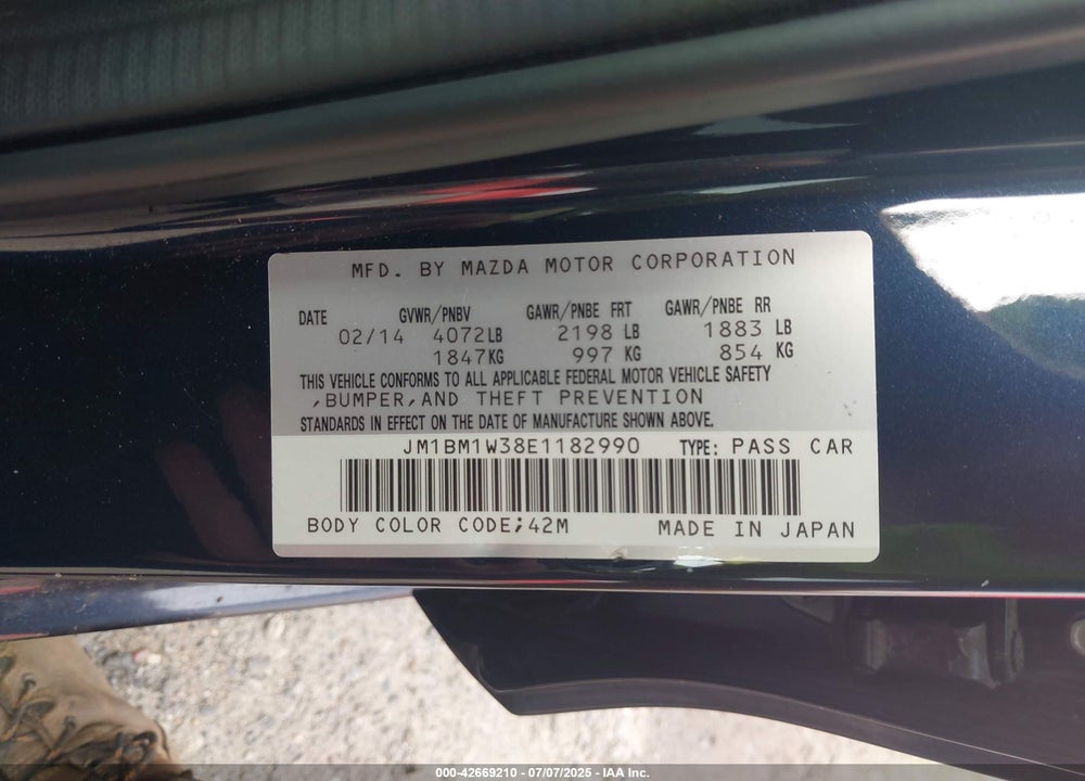2014 MAZDA 3 S GRAND TOURING VIN: JM1BM1W38E1182990