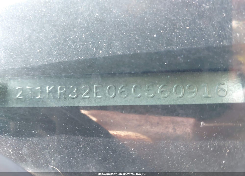 2006 TOYOTA MATRIX/XR VIN: 2T1KR32E06C560916