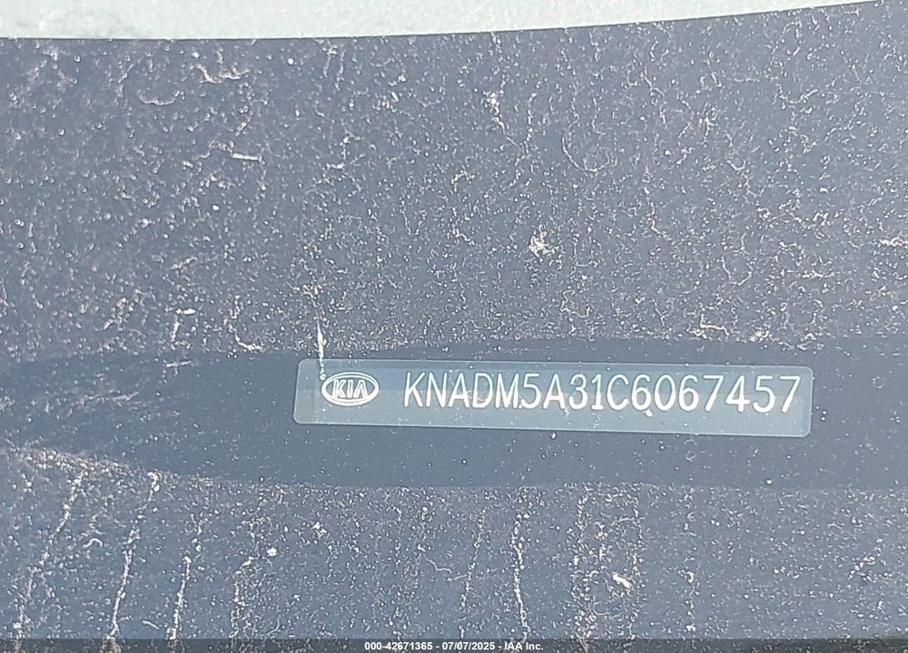 2012 KIA RIO VIN: KNADM5A31C6067457