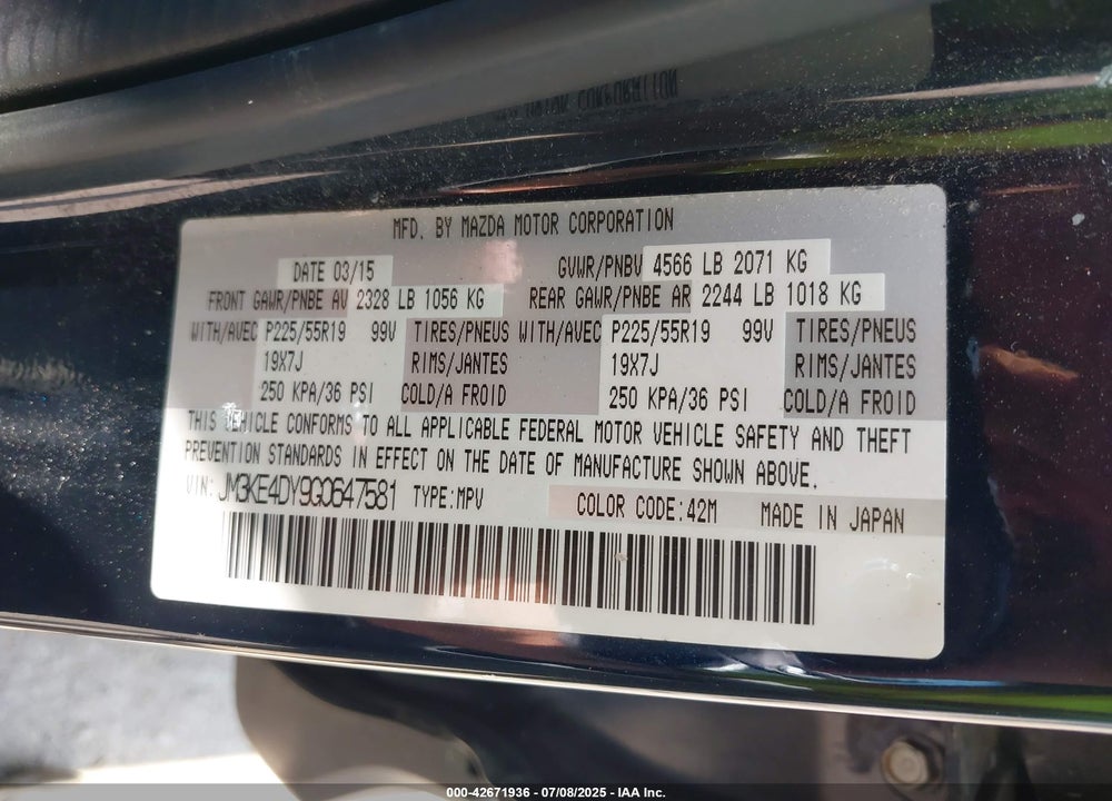 2016 MAZDA CX-5 VIN: JM3KE4DY9G0647581