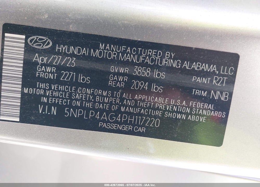 2023 HYUNDAI ELANTRA VIN: 5NPLP4AG4PH117220