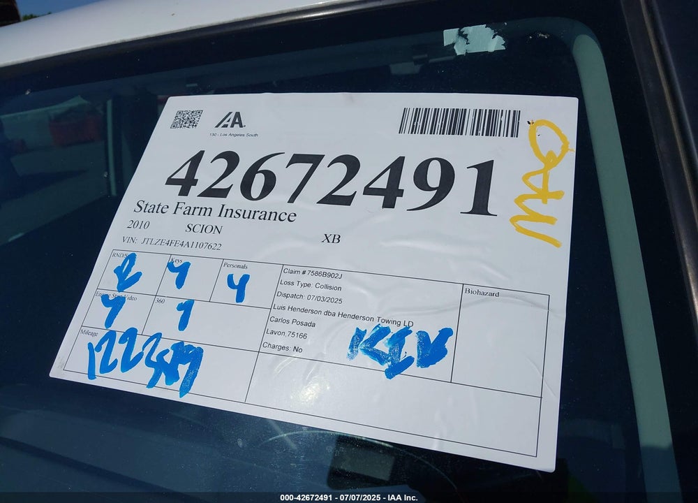 2010 SCION XB VIN: JTLZE4FE4A1107622