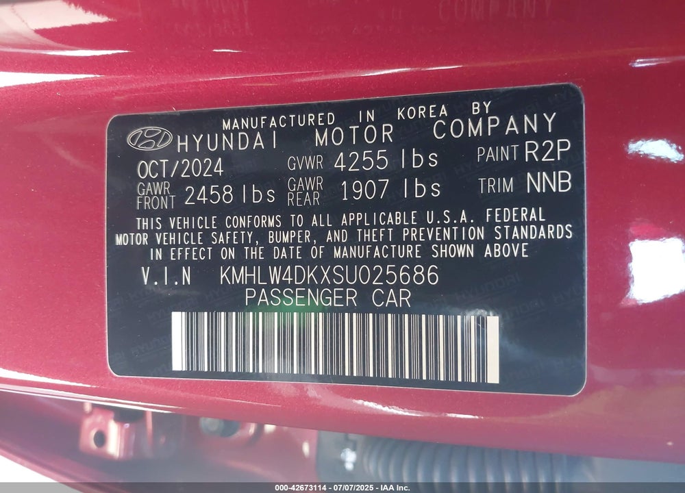 2025 HYUNDAI ELANTRA N VIN: KMHLW4DKXSU025686