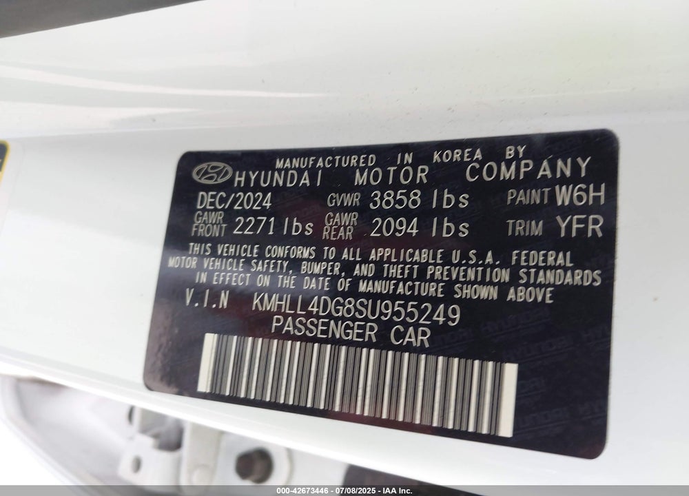 2025 HYUNDAI ELANTRA VIN: KMHLL4DG8SU955249