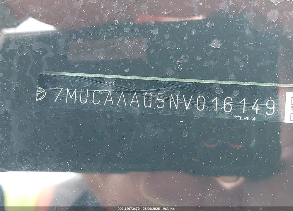 2022 TOYOTA COROLLA CROSS VIN: 7MUCAAAG5NV016149