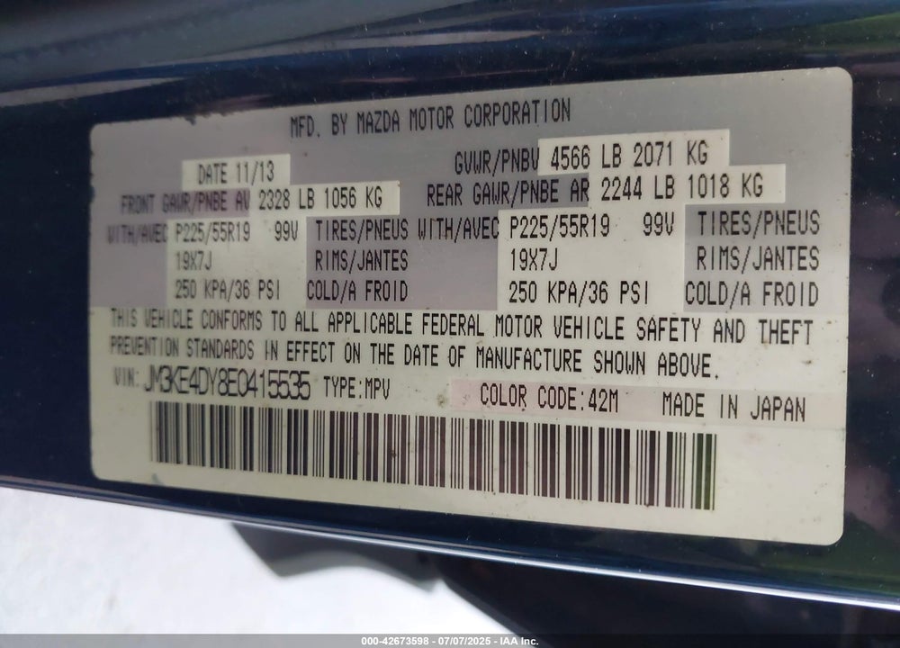 2014 MAZDA CX-5 VIN: JM3KE4DY8E0415535