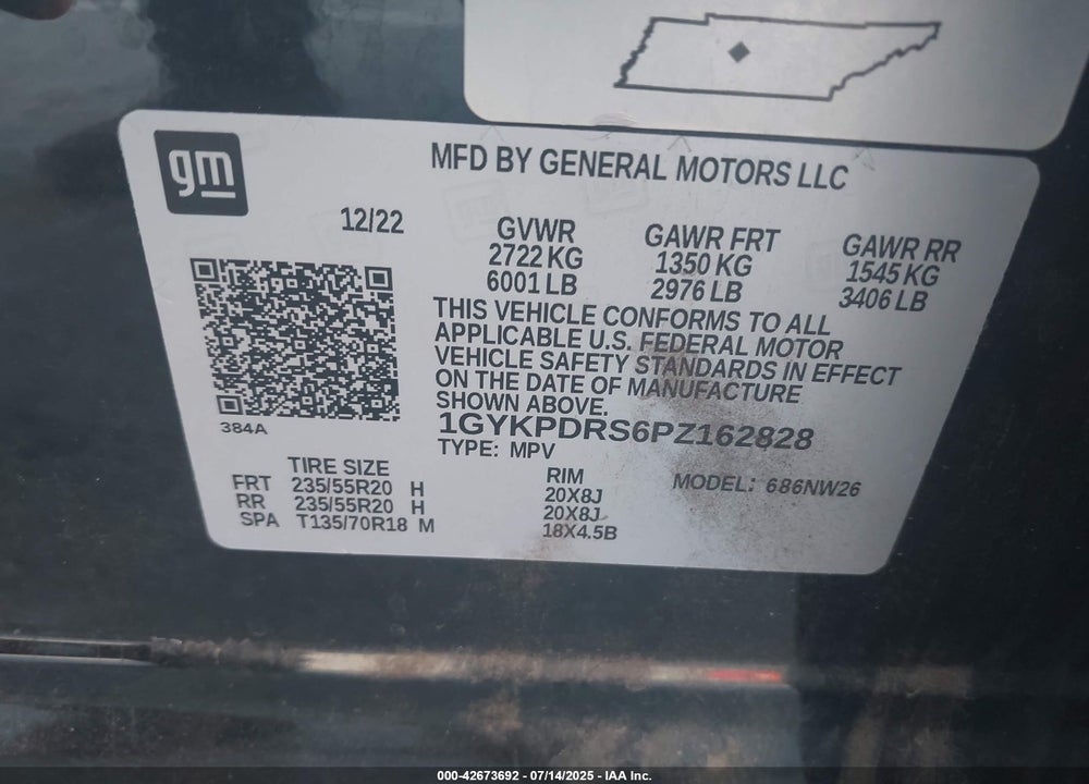 2023 CADILLAC XT6 VIN: 1GYKPDRS6PZ162828