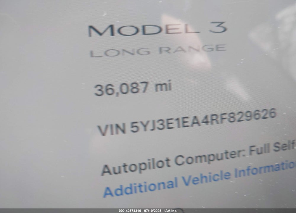 2024 TESLA MODEL 3 VIN: 5YJ3E1EA4RF829626