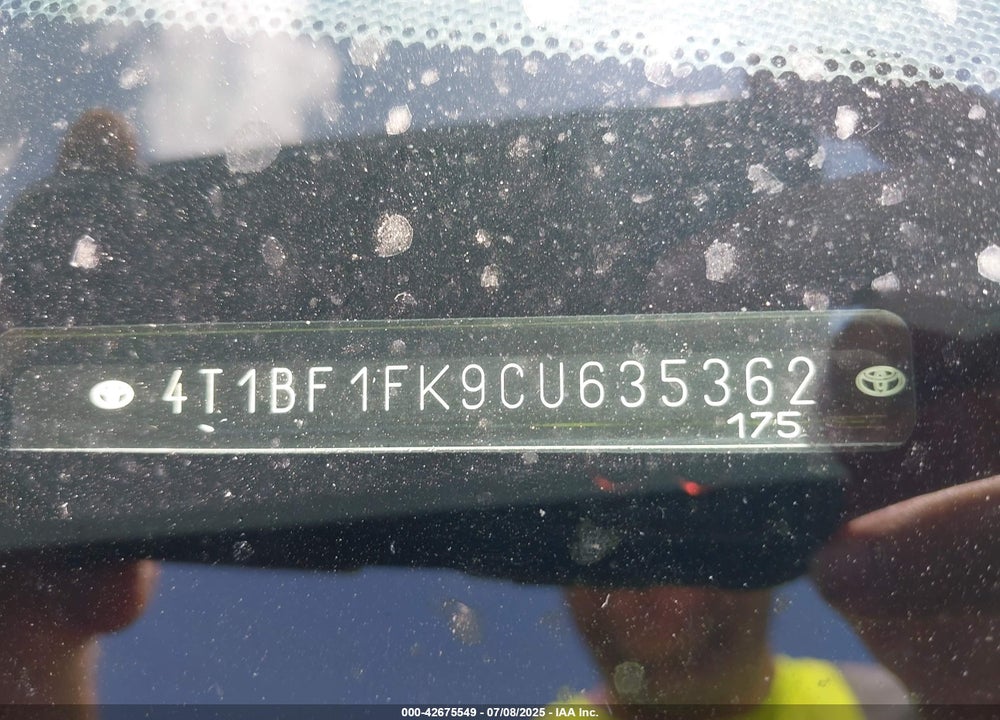 2012 TOYOTA CAMRY VIN: 4T1BF1FK9CU635362