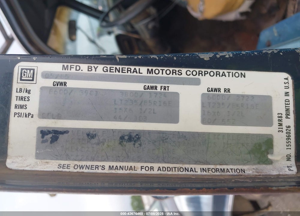1986 GMC C2500 VIN: 1GTGC24M1GS502965