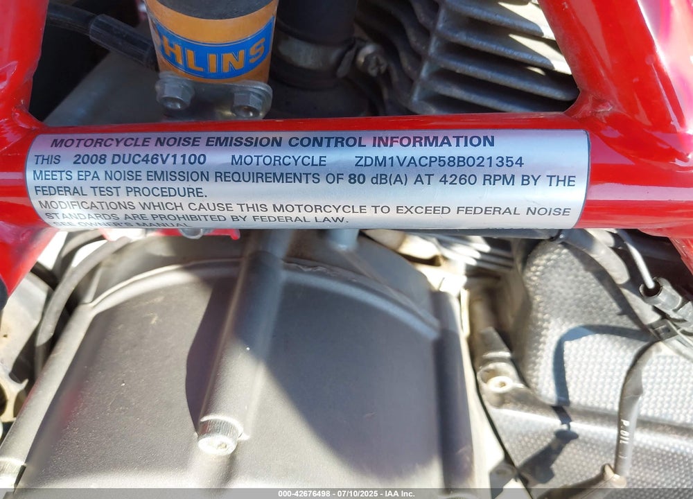 2008 DUCATI MULTISTRADA 1100/S VIN: ZDM1VACP58B021354
