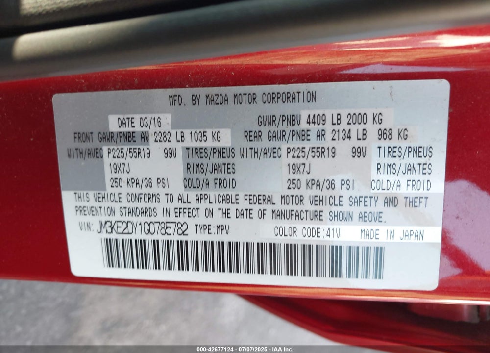 2016 MAZDA CX-5 VIN: JM3KE2DY1G0785782