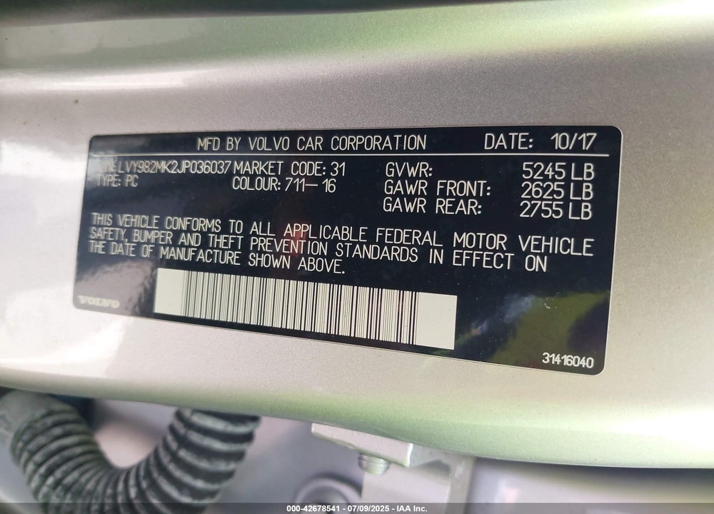 2018 VOLVO S90 VIN: LVY982MK2JP036037