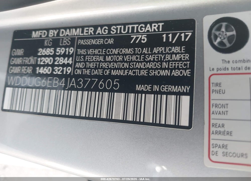 2018 MERCEDES-BENZ S 450 4MATIC VIN: WDDUG6EB4JA377605