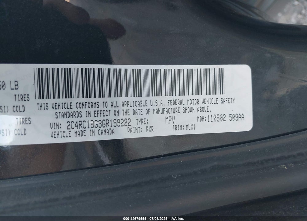 2016 CHRYSLER TOWN & COUNTRY VIN: 2C4RC1BG3GR199222