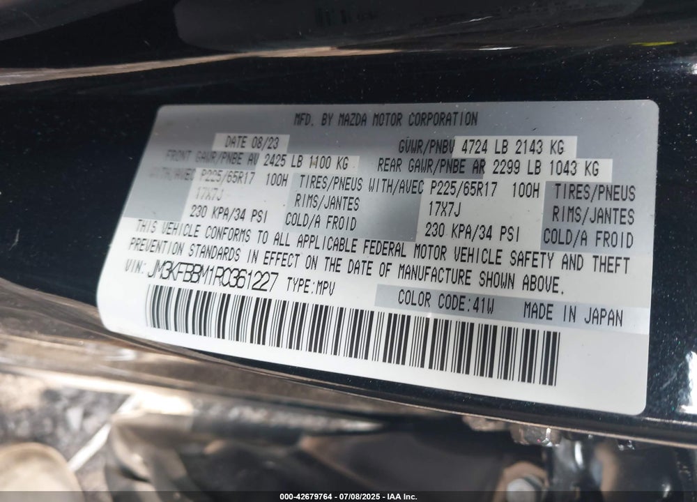 2024 MAZDA CX-5 VIN: JM3KFBBM1R0361227