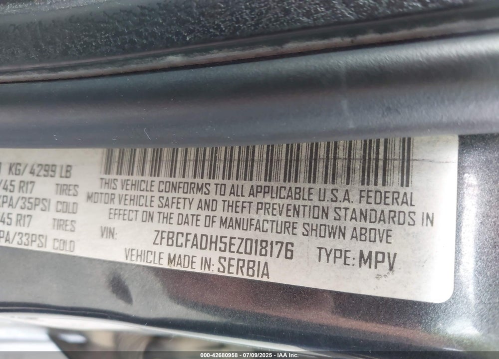 2014 FIAT 500L VIN: ZFBCFADH5EZ018176