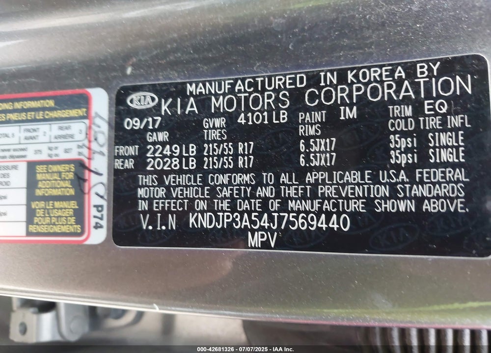 2018 KIA SOUL VIN: KNDJP3A54J7569440